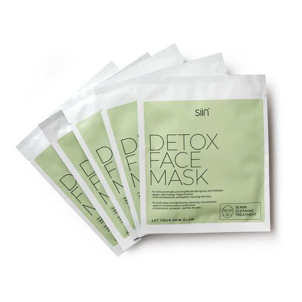 FACE MASK DETOX. Reinigt und entgiftet. Für Gesicht und Hals, 5 Stück in einer Box.